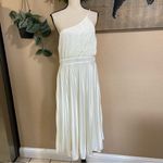 Lulus NWOT  Alluring Marvel Ivory Pleated Satin One-Shoulder Midi Dress Photo 2