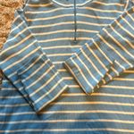 L.L.Bean Womens Blue White Stripe 1/4 Zip Mock Neck Long Sleeve Shirt Sz. Large Photo 10