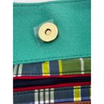 Tommy Hilfiger  Nautical Anchor Canvas Tote Bag Navy & Green with Brown Handles Photo 9