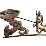 Mexico Silver Man Pulling Donkey Mule Pin Brooch Vintage Photo 0