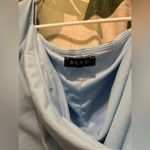 Pinkblush Light Blue Solid Off Shoulder Fitted Dress Photo 5