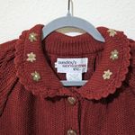 Vintage Floral Peter Pan Collar Tunic Sweater M Burgundy Puff Sleeve Cottagecore Red Size M Photo 4