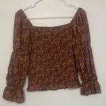 I.N. San Francisco  Floral Smocked Top in Brown Photo 5