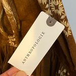 Anthropologie Basque Waist Mini Skirt Brown Cream Floral Bows cotton linen Fall Photo 5