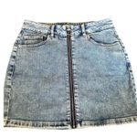 Garage  Blue Medium Wash Distressed Zip Front Mini Skirt Size Small Photo 0