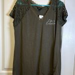 Torrid  Life is Beautiful V-Neck Lace Sleeve Embroidered Shirt Size 1X NWT #2599 Photo 1