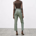 ZARA  Green‎ Pull On Elastic Drawstring Waist Jogger Style Trousers Photo 3