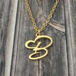 Letter B Cursive Heart Initial Necklace Gold Photo 2