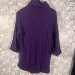 Per Se by Carlisle Purple Cable Knit Merino Wool Blend Turtleneck Sweater Small Photo 7