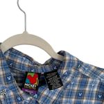 Mickey unlimited  Vintage Blue Plaid Embroidered Button Front Shirt Womens 18/20W Photo 2