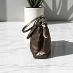 Coach Metallic Bronze Leather Buckle Shoulder Bag Satchel Handbag Purse Photo 5