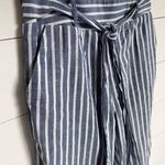 Lydelle Tie Waist Lightweight Striped Beachy Cotton Straight Leg Ankle SZ M Photo 4