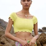 ZARA NWT  Lime Green Crochet Knit Scallop Hem Crop Top Bloggers Fav Photo 0