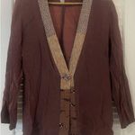 Yasuko Jacket M/L Brown Floral Kimono Silk Art To Wear Lagenlook Mixed Media Size M Photo 0
