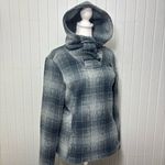 The North Face Women's Plaid Fleece Pullover Cowl Blue and gray Hoodie Size S Photo 6