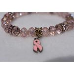 Cancer Awareness Light Pink Silver Pink Rhinestone Spacers Stretch Bracelet Photo 1