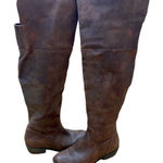 Knee high vegan leather distressed look boots Brown Size 6 Photo 0