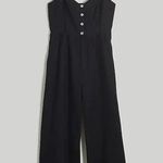 Madewell Sleeveless Wide Leg Jumpsuit 100% Linen Black Pockets Flowy US 12 NWT Photo 5