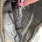 Fossil Piper Crossbody Bag Gray Blue Pebbled Leather Zip Top Purse Pockets Photo 5