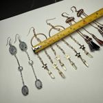 Long Dangle Drop Pierced Earrings Bead / Rhinestone Mixed Lot Of 3 Photo 14