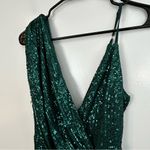 Baltic Born NWT One Shoulder Green Sequin High Slit Maxi Dress Gown Size Small Photo 5