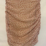 Oh Polly Peach Leopard Print Ruched Skirt Size 4 Photo 0