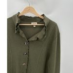 Venario Olive Green Button Front Wool Ruffle Cardigan Sweater Wearable Art‎ XXL Photo 4