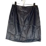 CeCe Navy Blue Faux Leather Floral Applique Mini Skirt Women Sz 2 Photo 1