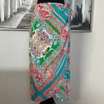 Maeve Anthropologie  Women's Bette Blue Pink Floral Silk Wrap Skirt NWT - 12 Photo 3