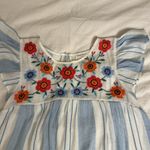 By the River Floral Embroidered Blue and White striped Dress Sz M Size M Photo 1