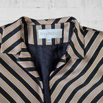 80s Vintage Gold Black Striped Silk Blend Cropped USA Made Power Blazer Size 12 Photo 2