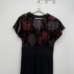 Choon California Vintage Velour Floral Black Long Dress Formal Size Medium Photo 1