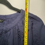 Driftwood  Navy Blue Eyelet Embroidered Floral Puff Peasant Blouse Women's Small Photo 8