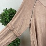 POL Tan Long Sleeve Casual Distressed Tee T Shirt L Photo 3