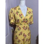 Jill Stuart  Puff Sleeve Yellow Floral Fit & Flare MIDI Dress 0 Photo 1