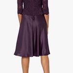 Alex Evenings Womens Size 12 Tea-Length Lace Mock Special Occasion Dress, Deep Plum, Reg $450.15 Photo 2