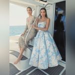 Mac Duggal  20726 Blue Strapless Brocade Midi Dress with Pockets Photo 3