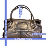 Salvatore Ferragamo METALLIC SILVER/BRONZE LEATHER FOLD OVER SHOULDER BAG Photo 11
