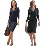 Sundance  Criss Cross Draping V-Neck Knee Length Wrap Dress Women's Large Black Photo 1