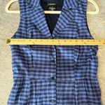 DKNY  Vintage Blue Checkered Cotton Blend Button Down Sleeveless Dress Photo 4