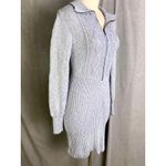 Free People Icy Blue Marled Cable Knit Sweater Dress Zip Collar Fitted L Photo 1