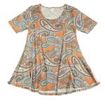 LuLaRoe Classic Tee Womens Small Orange Paisley Boho Comfortable Short Sleeve Photo 0