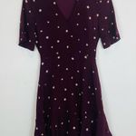 Madewell star print deep burgundy red silk dress with faux wrap neckline.Size 00 Photo 0