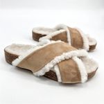 Jenni Kayne  Genuine Shearling Natural Crossover Open Toe Slide Sandal NEW 37 Photo 5