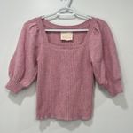 By Timo‎ Womens Top Merino Wool XS Pink Ribbed Stretch Puff Sleeve Soft Sweater Photo 0