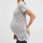 Motherhood Maternity Spacegray V-Neck Side Ruched Maternity Tee 1X Photo 3