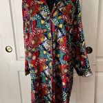 VTG CYPRESS JEWEL PRINT SILKY SHIRT DRESS NIGHT GOWN Red Size M Photo 0
