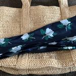 Draper James Two Strap Straw Purse with Removable Silky Navy Floral Tie Photo 11