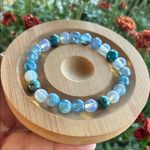 Handmade Sea Sediment Jasper + dyed Blue Agate + Opalite Beaded Bracelet * Photo 0