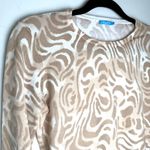 J. McLaughlin  Sweater Cotton Blend Button Sleeve Light Brown Animal Print Sz S C Photo 1